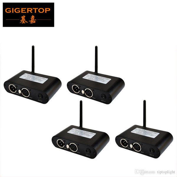 Freeshipping 4 Unit 2.4G Stage Wireless Transmitter Receiver Controller 3 Pin XLP DMX 512 IN/OUT Connector DS5-12 UE/US Power TP-D24