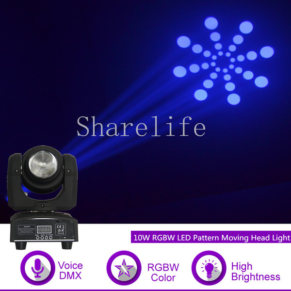 Sharelife Mini 10/30W RGBW LED 7 Gobo DMX 9/11 Channel Moving Head Light for DJ Party Home Show Gig Bar Scene Stage Lighting