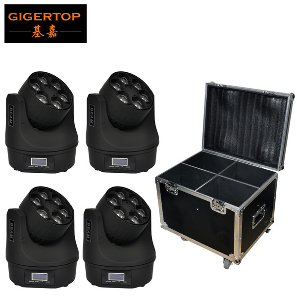 Flightcase 4XLot Small Bee-Eye Led Moving Head Light 6*15W O-S-R-A-M RGBW 4IN1 Color Mixing Mini Led Moving Beam Light TIPTOP