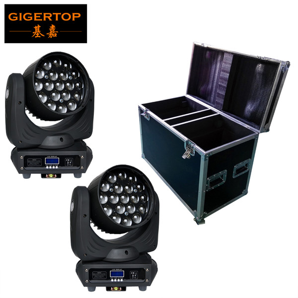 2IN1 Flightcase Pack 19*12W Led Moving Head Zoom Light OSRAM LED RGBW 4IN1 Color Mixing Zoom Adjust 6-50 Degree DMX 16CH CE ROHS