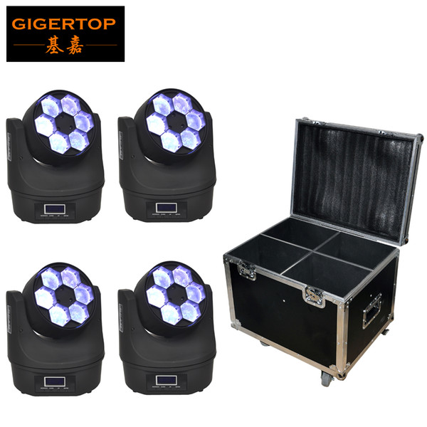 Flightcase 4XLot Small Bee-Eye Led Moving Head Light 6*15W O-S-R-A-M RGBW 4IN1 Color Mixing Mini Led Moving Beam Light TIPTOP