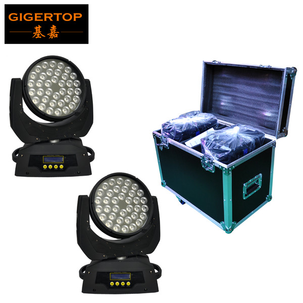 Flightcase 2IN1 Pack 36x10W Led Moving Head Wash Light RGBW Color 4in1 Tyanshine DMX/Sound/Auto Mode Super LED Washer CE ROHS