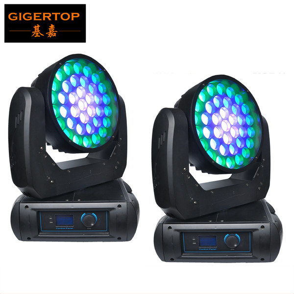 Freeshipping 2 Pack Cree 37x12W Led Moving Head Wash Light Zoom 9-50 Degree Adjust Led Individual Control LED Ring 22 Channels