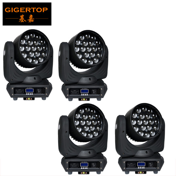 Freeshipping 4 Pack 19*12W OS-RAM Led Moving Head Beam Light Fast/Powerful Zoom Light Mini Small Size DMX512 16CH Master/Slave