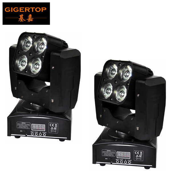 TIPTOP 2XLOT 4 X 15W Mini Stage Led Moving Head Beam Light 14/21 DMX channels RGBW 4IN1 Color Low Noise Cooling Fan Mini Size 100V-220V