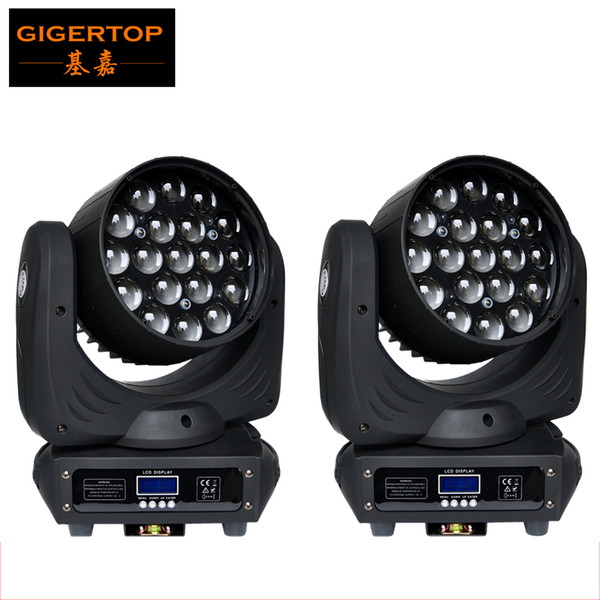 New Designed 2pcs/lot OSRAM Leds19*12W 4IN1 RGBW Zoom Function LED Moving Head Beam DMX 16chs Stage Lighting Equipment Supplier