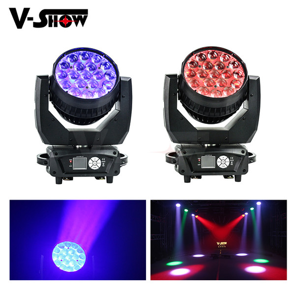 Free shipping 2pcs AURA 19x15w RGBW 4in1 Beam Wash Moving Head Light With Zoom Function Backlight Dj Light For Disco Stage