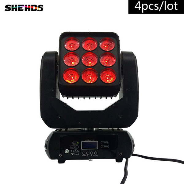 4pcs/lot DJ Equipment 9x12W LED Matrix DMX512 Beam Moving Head For Wedding decoration Christmas for home Led Lamp Disco Stage