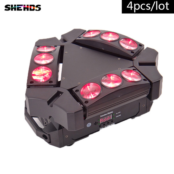 4pcs/lot New Arrival CREE MINI LED 9x10W Led Spider Light RGBW 16/48CH DMX Stage Lights Dj Led Spider Moving Head Beam Light