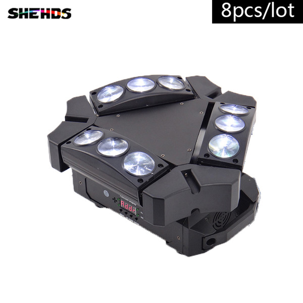 8pcs/lot New Arrival CREE MINI LED 9x10W Led Spider Light RGBW 16/48CH DMX Stage Lights Dj Led Spider Moving Head Beam Light