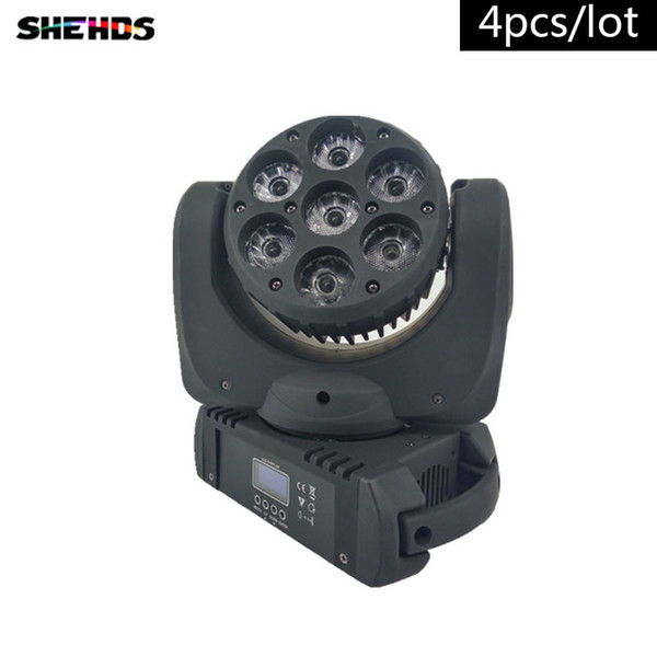 4pcs/lot Fast Shipping LED Beam Moving Head Light 7x 12W RGBW Quad LEDs With Excellent Pragrams 9/16 Channels