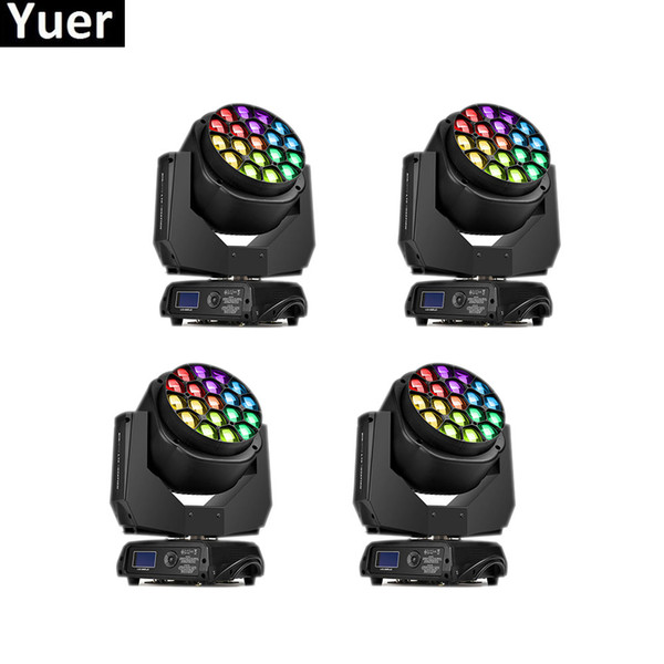 4Pcs/Lot LED RGBW 4IN1 Moving Head Disco Light High Brightness 19X15W LED Beam Wash Moving Head Light DJ Bar Party Stage Effect