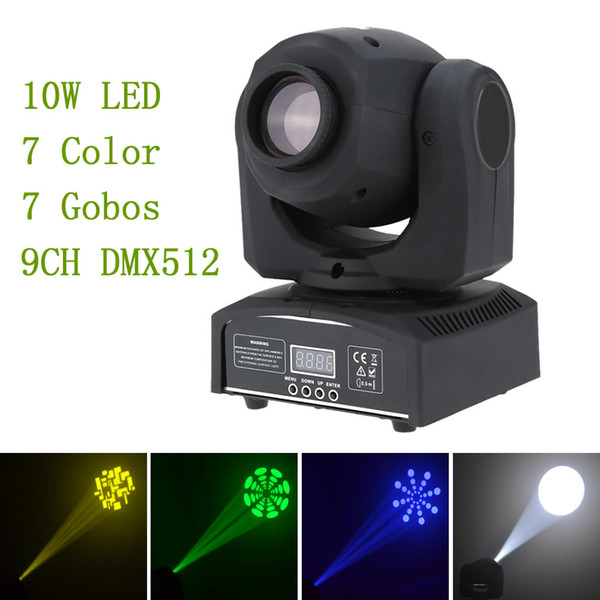 AUCD Mini 10W RGBW LED Gobos Moving Head Stage Light DMX Professional 9/11 CH Party Disco Show DJ Club Lighting LE-10WHL