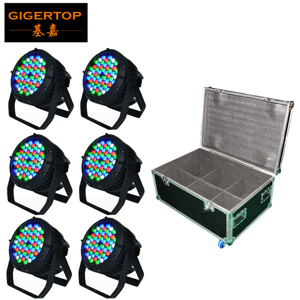 6IN1 Road Case Packing 54 x 3W RGBW Water Proof Par Light DMX Control 90V-240V LED Christmas Light Decoration Tree Wash Light