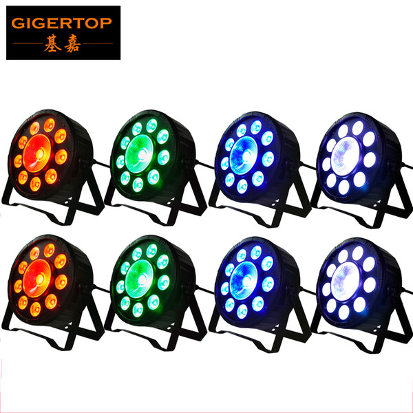 Freeshipping 8XLOT Chrismas New Year Party Decoration Stage Flat Led Par Light 9*3W + 1*30W RGB 3IN1 Digital Par Cans DMX 6CH New Design