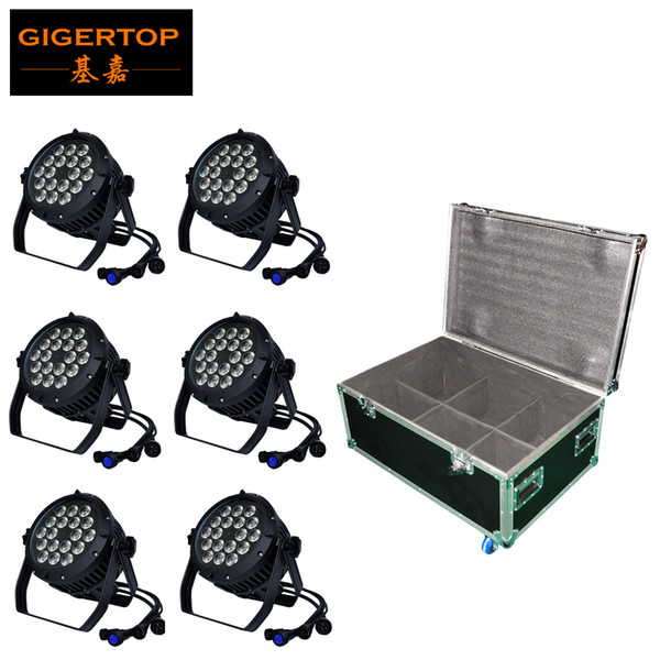 TIPTOP Stage Light 18x18W LED DJ Par light RGBWAUV 6in1 Par Can 64 DMX512 Disco Bar Waterproof Rack Flight Tour Case 8in1 Pack TP-P105C