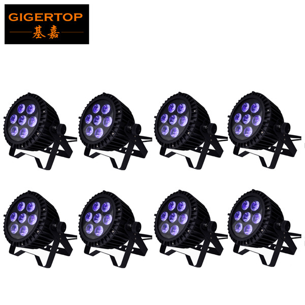 8pcs/lot 7x18W RGBWA+UV 6in1 Waterproof Led Par Light Outdoor LED Par Cans DMX LED PAR Light 6/10Channels Without Noise