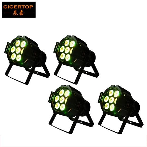 Aluminum Case 4pcs/lot 7x12W 4IN1 Led Par Light RGBW Mini Size Led Par Can Long Life Time Big Lens with Good Performance TIPTOP