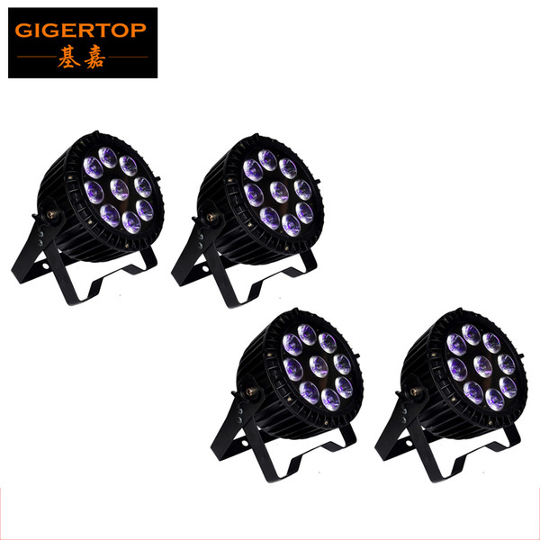 Freeshipping 4 unit 9x18w rgbwa uv professional led par light casting aluminum case waterproof ip65 silent working no flicker 40 degree lens