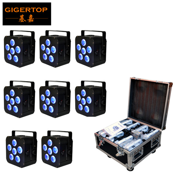 8IN1 Charging Flightcase Packing 6x18W 6in1 RGBAW UV Battery Power Wireless LED Par Light,LED Slim Par Can Event,Disco Party