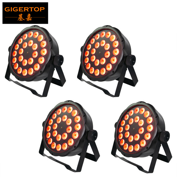 4XLOT 24 x 3 Watt FLAT LED RGB PAR Spot light in Black Housing Noise-Free Operation Adjustable Twin Brackets, DMX IN/OUT TP-P03