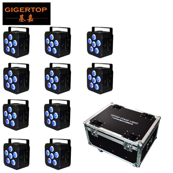 10IN1 Charging Flightcase Pack Battery Powered Wireless DMX512 LED Par Light 6x18w tyanshine Freedom Slim