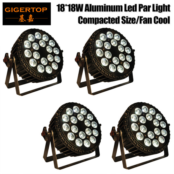 Gigertop 4 Pack LED Par Lights 18x18W DJ LED RGBWAP Par Lights Wash Disco Light DMX Controller Effect For Small Paty KTV Stage Lighting