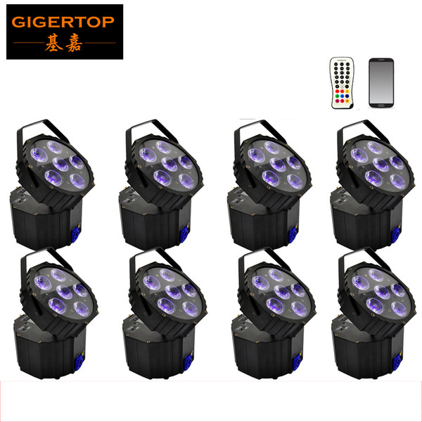 Freeshipping 8 unit Clublights LED Par Light 6x18W Wireless DMX Weddingup Lighting APP Control Dance Light Adjustable Direction