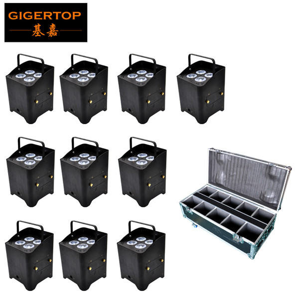 10in1 Charging Flightcase Packing 4x6W Silent Battery Powered Stage Led Par Light IRC Remote/2.4G Wireless/Phone app Control Both