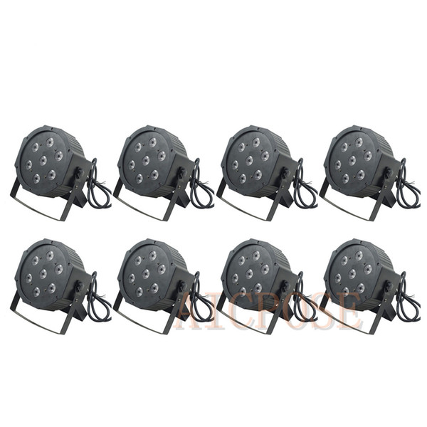 8Pcs/lots 7x10W Led Par Lights RGBW 4in1 10w Led Lamp Beads Flat Par Led DMX512 Disco Light Professional Stage DJ Equipment