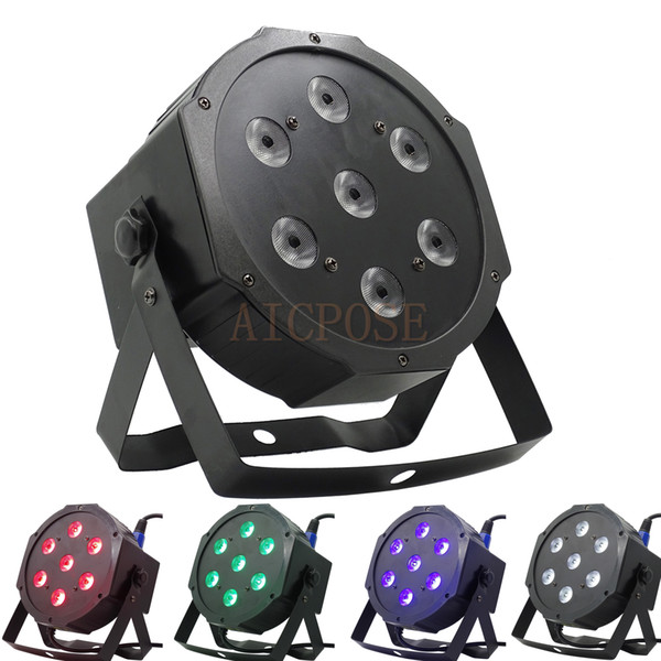 7pcs 12w led lamp beads 7x12W led Par lights RGBW 4in1 flat par led dmx512 disco lights professional stage dj equipment