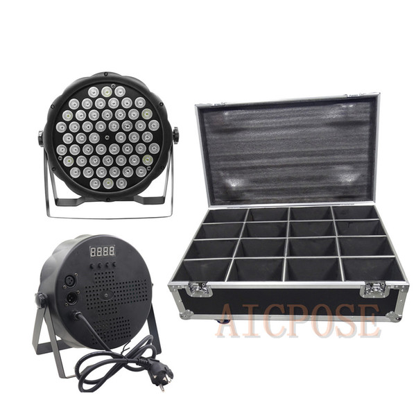 16Pcs/lots 54x3W RGBW LED Par Light With 10 in 1 Flight Case DMX512 Controll Led Disco DJ Equipment Wedding Stage Light