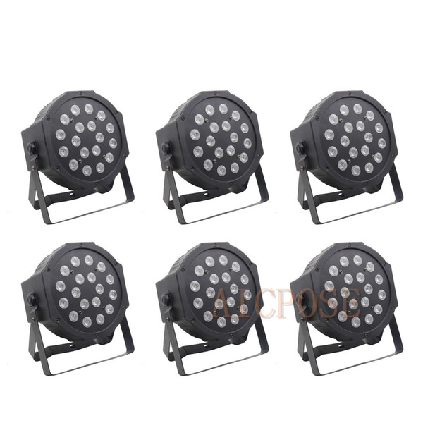 6Pcs/lots RGB Led Par Lights 18*3w Flat par Light With dmx512 Control Professional Stage Lighting Disco Equipment