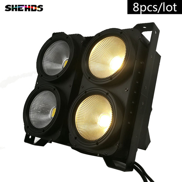 8pcs/lot New Professional Combination 4x100W LED blinder light 4eyes COB Cool/Warm White LED Wash Light High power DMX Stage Lighting