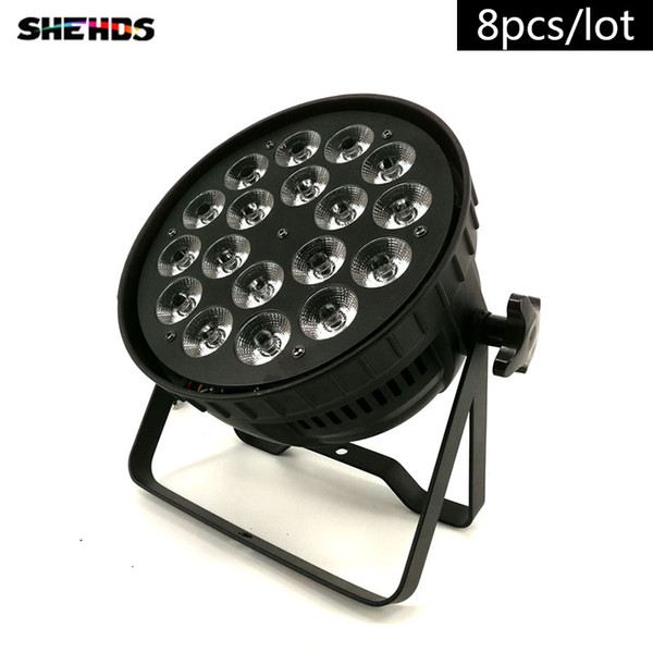 8pcs lot LED Par Can 18x18W RGBWA+UV DMX Stage Lights Business Light High Power Light with Professional for Party KTV Disco