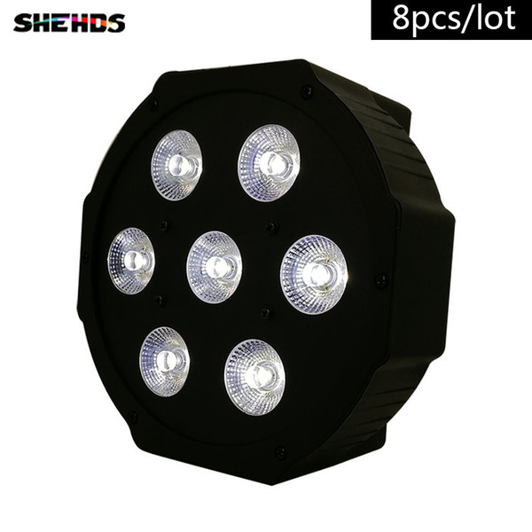 8pcs/lot LED Flat Par 7x3W White Color Stage Lighting 5 Channels Business Lights High Power Light with Professional for Party Disco DJ