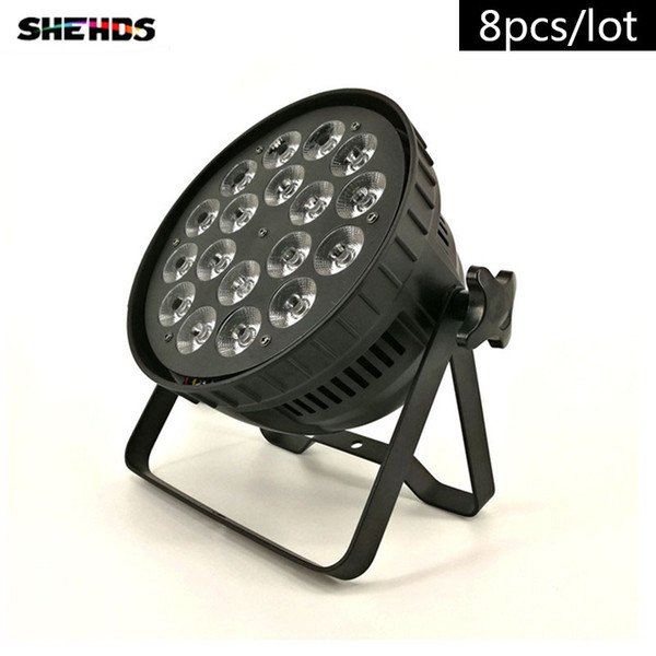 8pcs lot LED Par Can 18x18W RGBWA+UV DMX Stage Lights Business Light High Power Light with Professional for Party KTV Disco