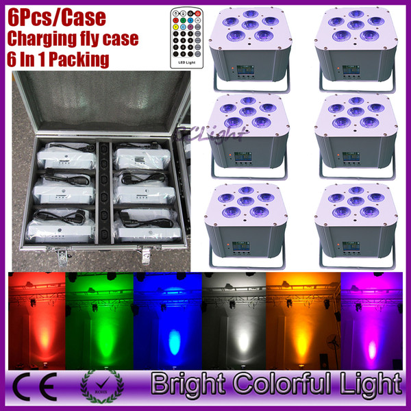 (6 pcs +1 fly case /lot) 6pcs*18w RGBWAUV Colorful Bright led wedding battery wireless dmx led up lighting/wireless dmx led par