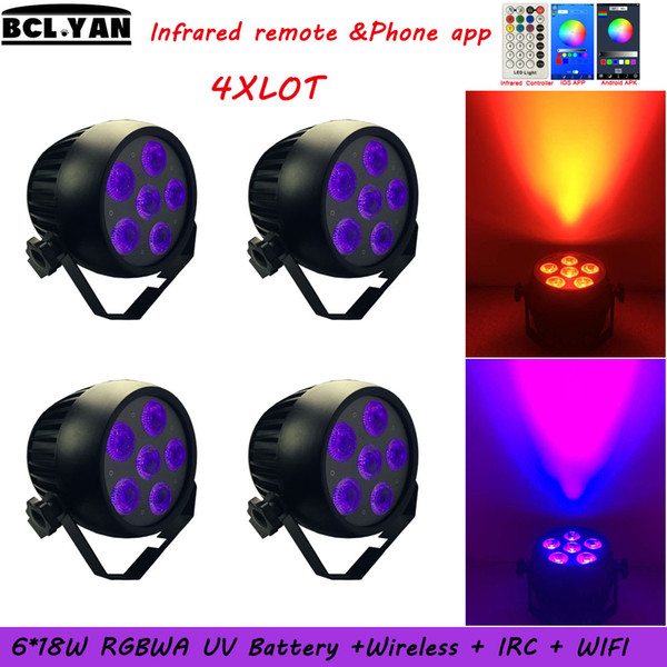 New IP65 Smart Battery+Wifi+Remote LED Uplighting 6*18W Waterproof Par Light High Quality RGBWA UV Color Mixing