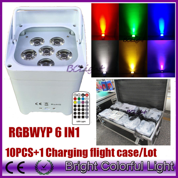 10XLOT WITH Charging road case DHL Shipping DJ Freedom par HEX6 Wireless DMX Led par wash up light RGBWYP 6 IN 1