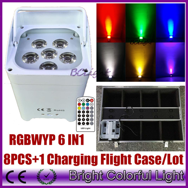 8XLOT WHIT Charging road case RGBWA UV 6IN1 Battery Wireless Led Par Light DMX 6/10CH American Dj Freedom Led Par Cans