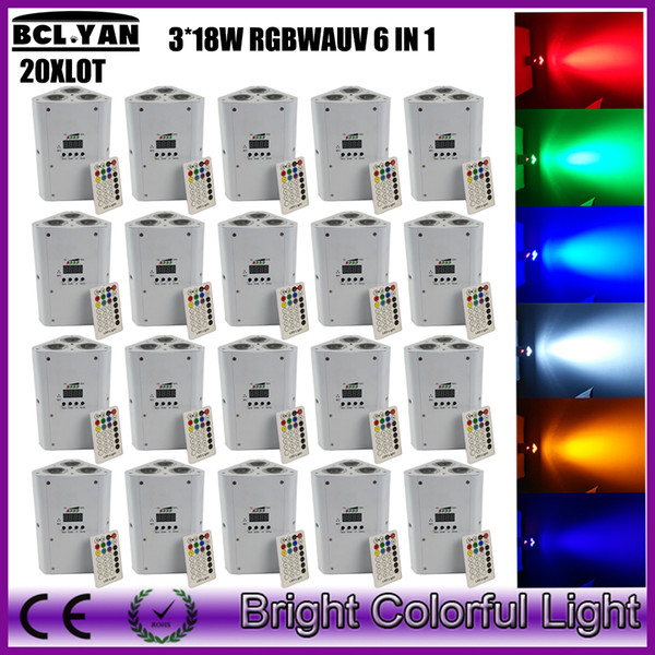 20XLOT Discount price MINI 3*18W RGBWA UV Wireless DMX LED Uplight 6IN1 Wedding Battery wireless Triangle