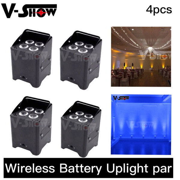 Vshow Wedding decoration led lighting 4x18w RGBWA+UV wireless battery powered led uplights / led uplight for wedding and hotel decorate