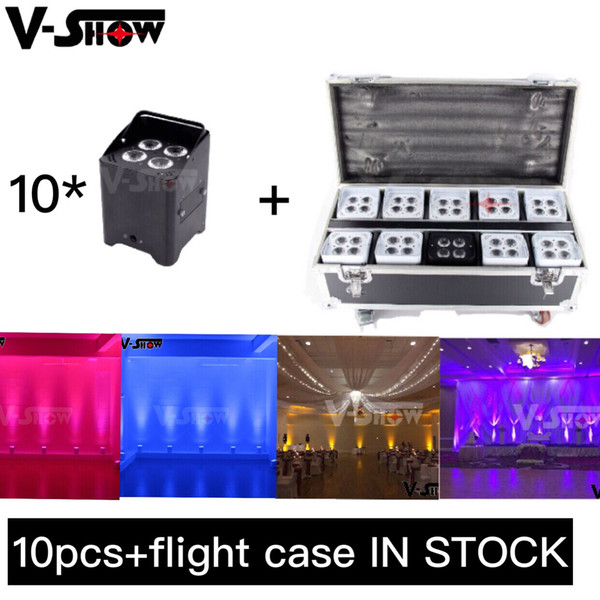 10pcs with flifgtcase 4x18w RGBWA+UV wireless battery powered led uplights / led uplight for wedding and hotel decorate