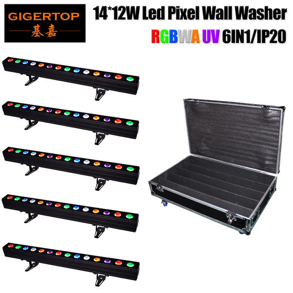 Road Case 5in1 Pack 14x12W Architectural LED Wall Washer Light RGBWPA Guangzhou Professional Led Stage Light Memory Function