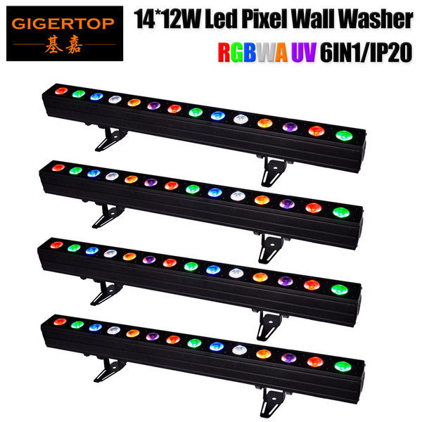 Freeshipping 14x12W 6 Color 14pcs RGBWA UV 30w Tyanshine Led Light Bar Wash Wall Led Pixel Long Bar Lighting Non waterproof x 4