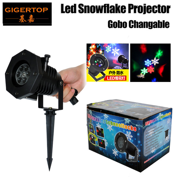 Gigertop TP-E33 5W Waterproof Led Snowflake Light Support Gobo Plate Change Ip65 Garden Tree Building Gobo Led Projector Outdoor