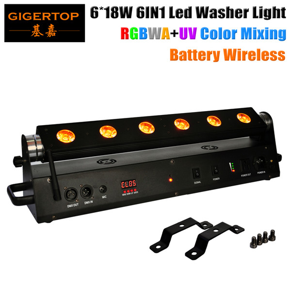 TP-WB06 Wireless Battery Led Washer Light 6*18W 6In1 RGBWA+UV 6 Color Mixing Led Moving Head Wall Washer DMX 512 Led Bar Light