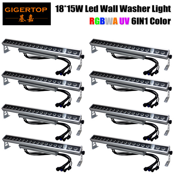 Freeshipping 8 Unit AC100V-220V Outdoor Waterproof IP65 18X15W Building Wall Led Washer Light RGBWAP 6in1 Color Adjustable Feet TIPTOP