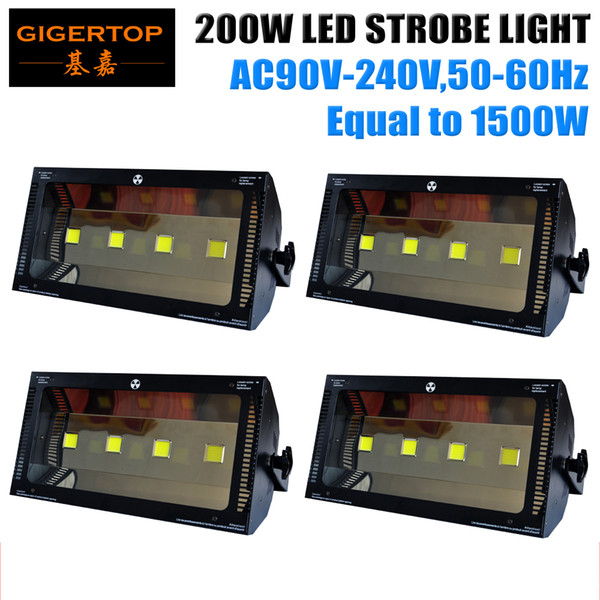 TIPTOP 4 Pack 200W Stage Led Strobe Light Wide Voltage 90V-240V Suit All World 4x50W High Power Led Lamp LCD Display New Design